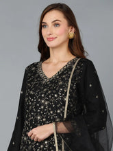 Black Silk Blend Embroidered Party wear Suit-VKSKD1755